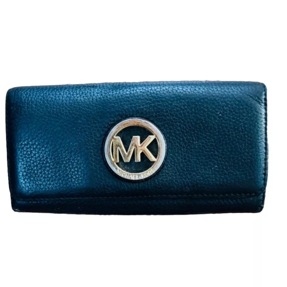 Michael Kors Set Multifunction Leather Wallet for Women - Black